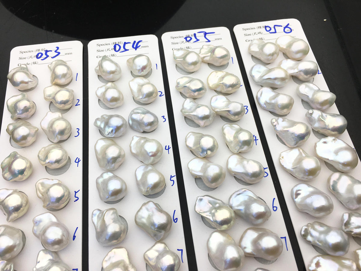 1 pair AAA 13-16x19-25mm White Flame ball Pearl Pairs - 0.9mm top half hole, large Baroque freshwater pearl pairs, FL15-3A-8-39