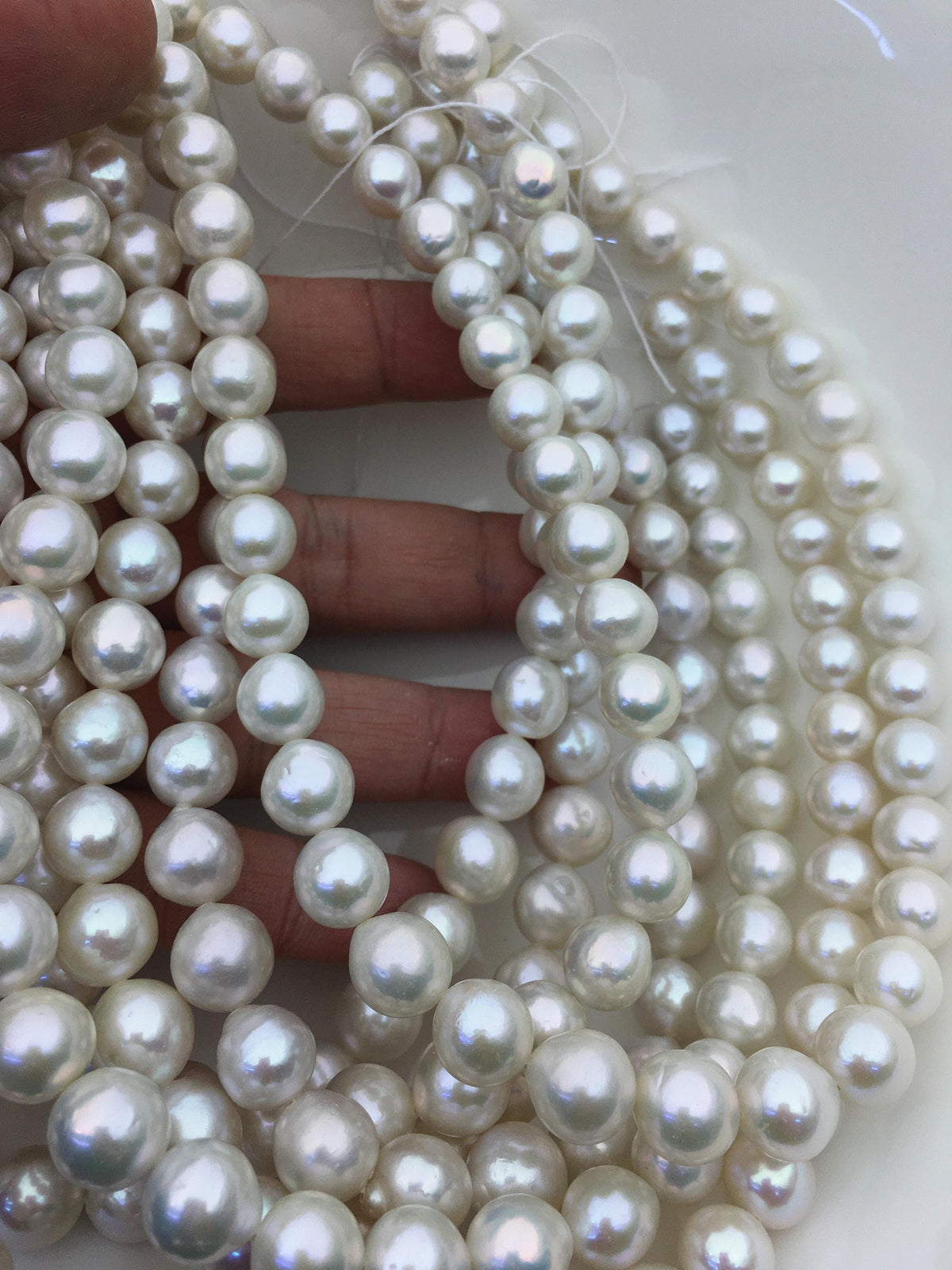 AA+ 10-12mm white oval near round Edison Freshwater Pearl,ED12-2A-5-37