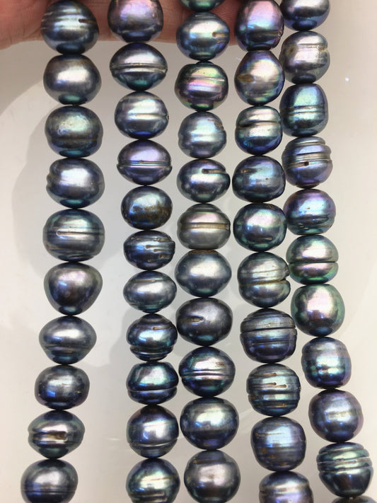 AA 12=14mm Big Green Blue button round freshwater pearl strand,loose freshwater pearl,SM13-T2