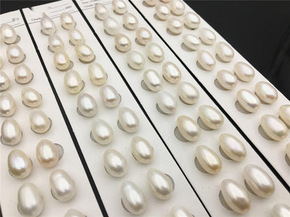 AAA 8.5-9.5x11.5-13.5mm white LONG rice freshwater pearls,dangle pearl earrings,white rice pearls, custom hole,LR9-3A-11