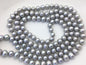 48'' 9mm Gray Near round potato Pearl Necklace, dark gray Pearl necklace, gray round pearl, wholesale, NPN1-002