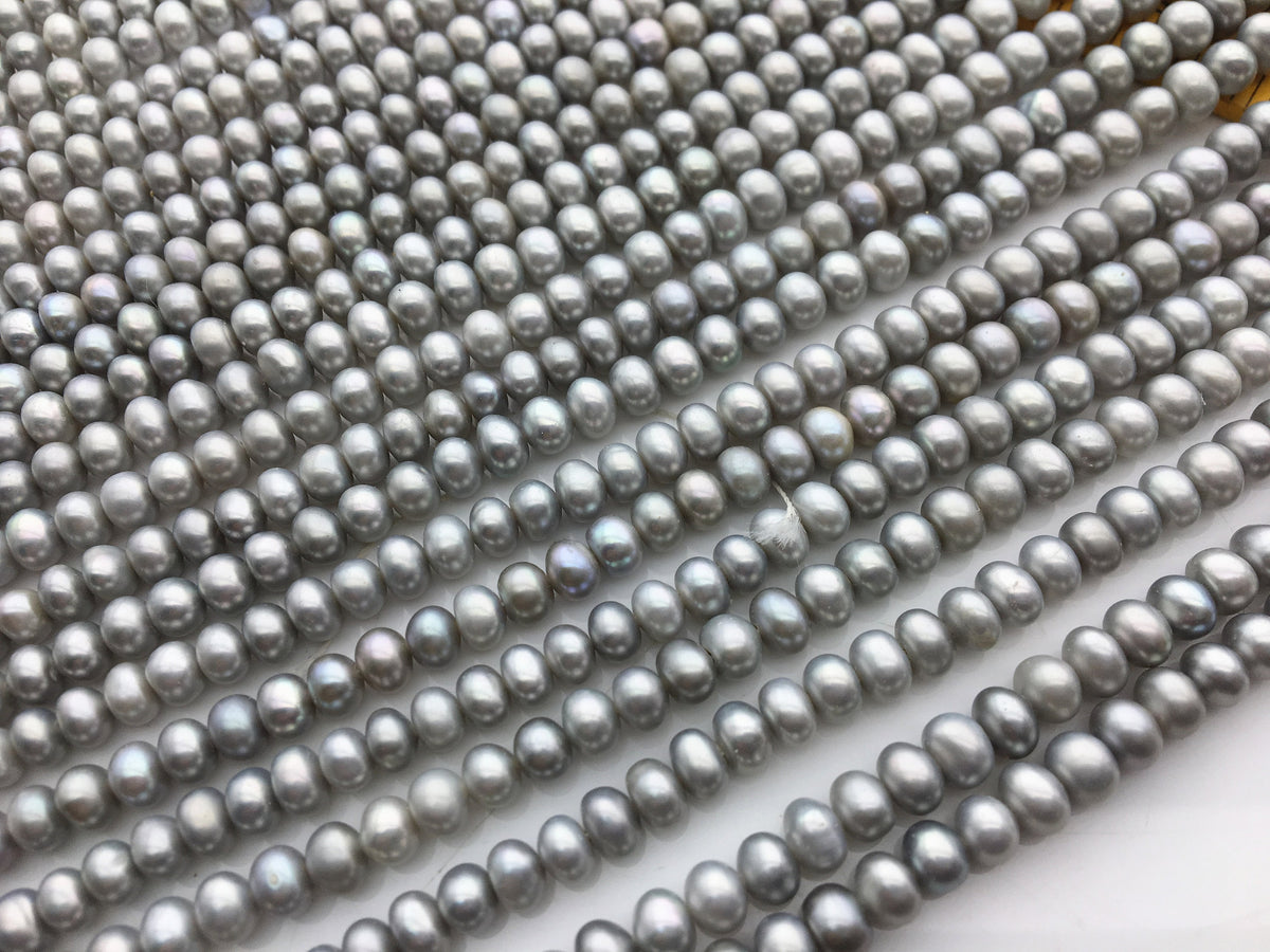 AAA 5-5.5mm gray button round freshwater pearls,Rondelle pearl Beads,gray freshwater pearl,loose strands,SM5-3A-20
