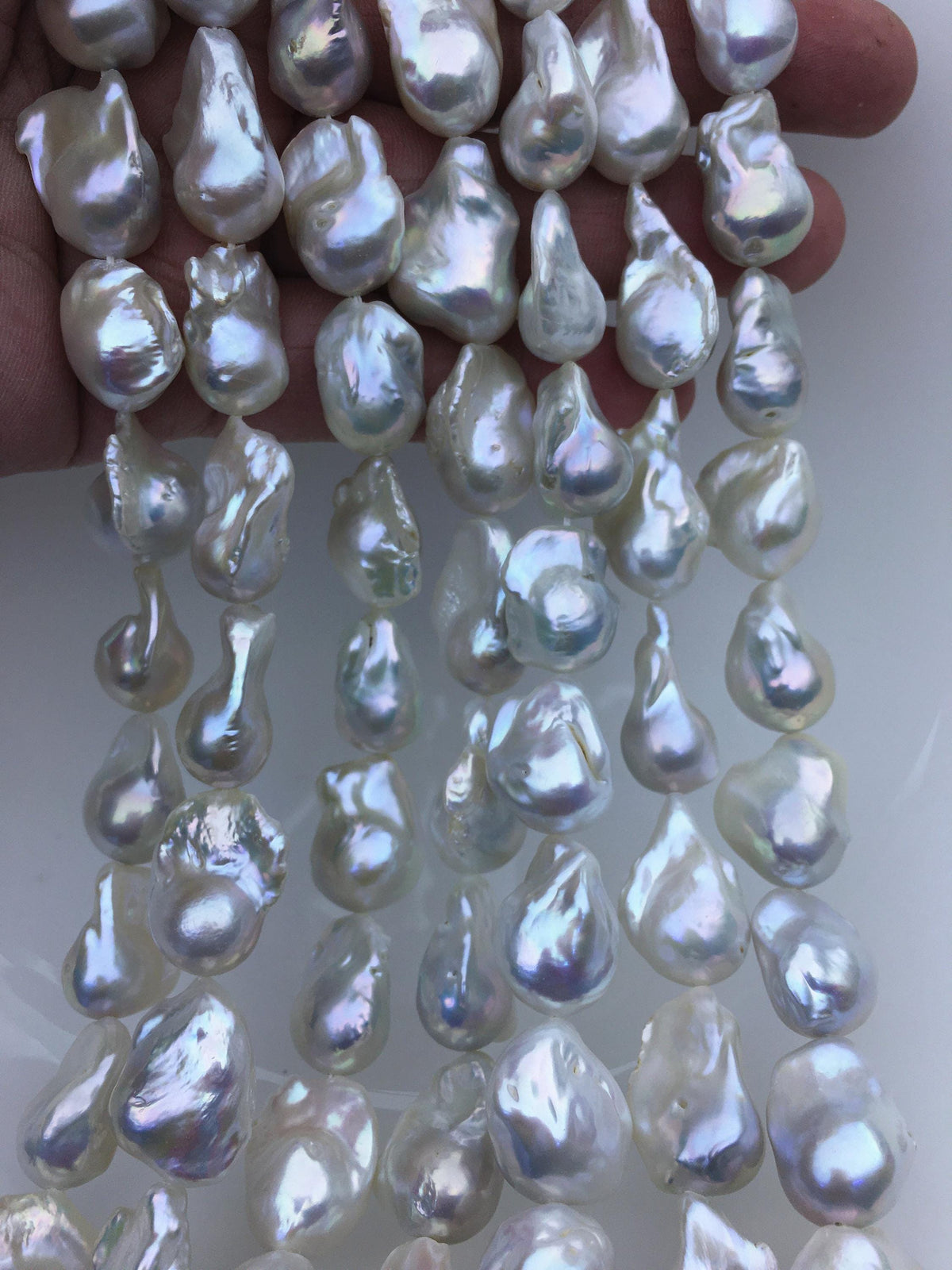 15.5'' AA+ 13-17mm white flame ball pearl,FL15-2A-5-32