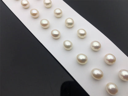 2 pairs AAA 6.3-7mm white rice freshwater pearls pairs, oval pearl earrings, tear drop pearl earrings, for dangle pearl earrings, LR6-3A-9
