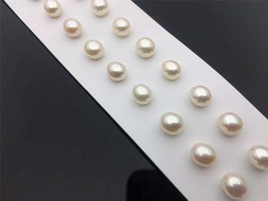 2 pairs AAA 6.3-7mm white rice freshwater pearls pairs, oval pearl earrings, tear drop pearl earrings, for dangle pearl earrings, LR6-3A-9