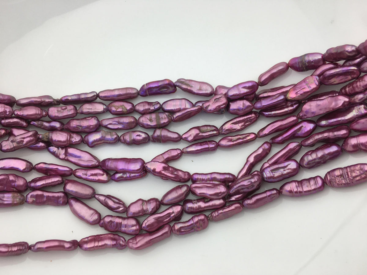 AA 6-8mm purple red Biwa Pearl Necklace,Genuine Fresh Water Pearl,Wedding Necklace,Mothers Day,ZS-80-10-54