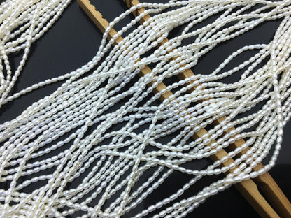 AAA 2-2.2x3-4mm white rice pearls,genuine pearl,Cultured pearl,diy pearl beads,LR2-3A-27