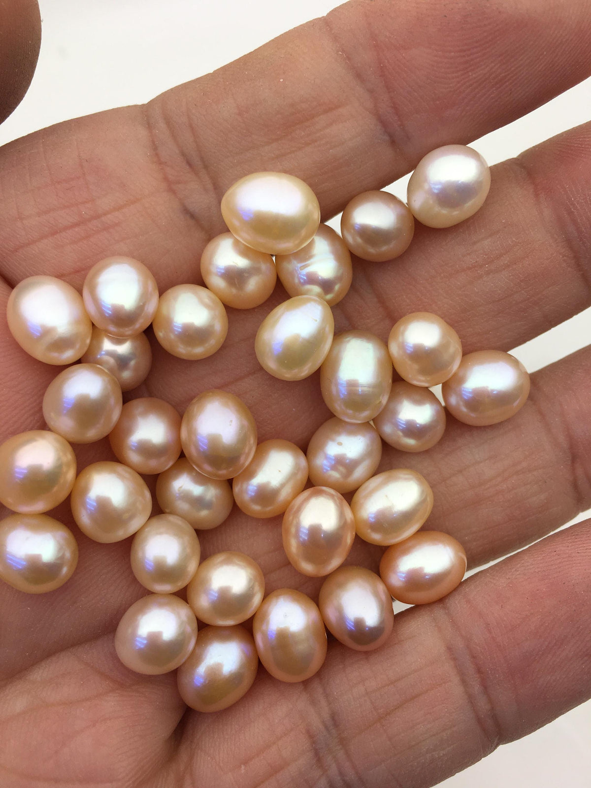 20pcs AAA 7.3-8.3mm*8.5-9.5mm Pink orange rice pearl for Oyster, for wish pearl oyster, for pearl vacuum-packed oysters, LR7-3A-2