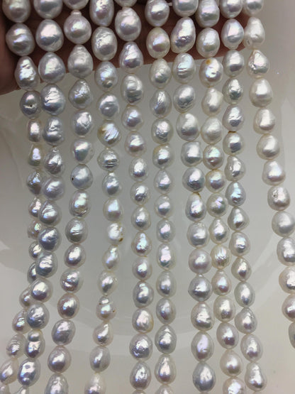 AA 7-8mm white baroque rice freshwater pearls, Cultured white freshwater pearls beads, pearl necklace, pearl wholesale, LR7-T8