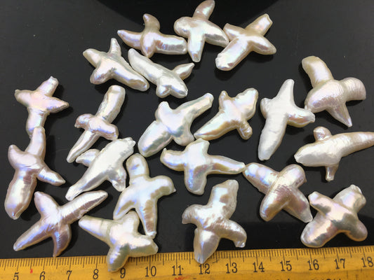 1pc AAA 20-25mm Fat Freshwater Pearl Loose Pearl Bead White Cross Pearl Loose Bead,no hole size,ZS-100-1