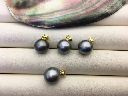 Gray-Green Tahitian Pearl Pendant in 925 Sterling Silver — 11–12 mm