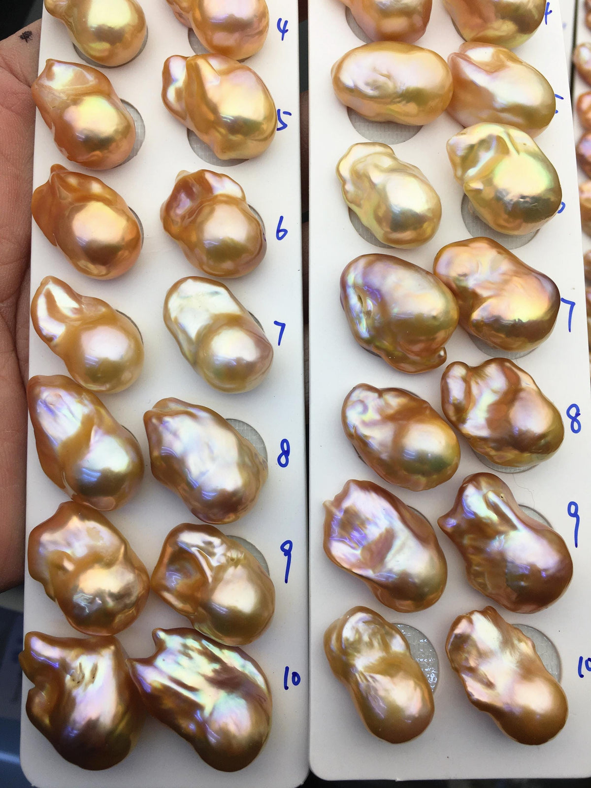 Natural Pink Rainbow Flame Ball Pearl Pair | AAA 13-15mm Fire Pearl