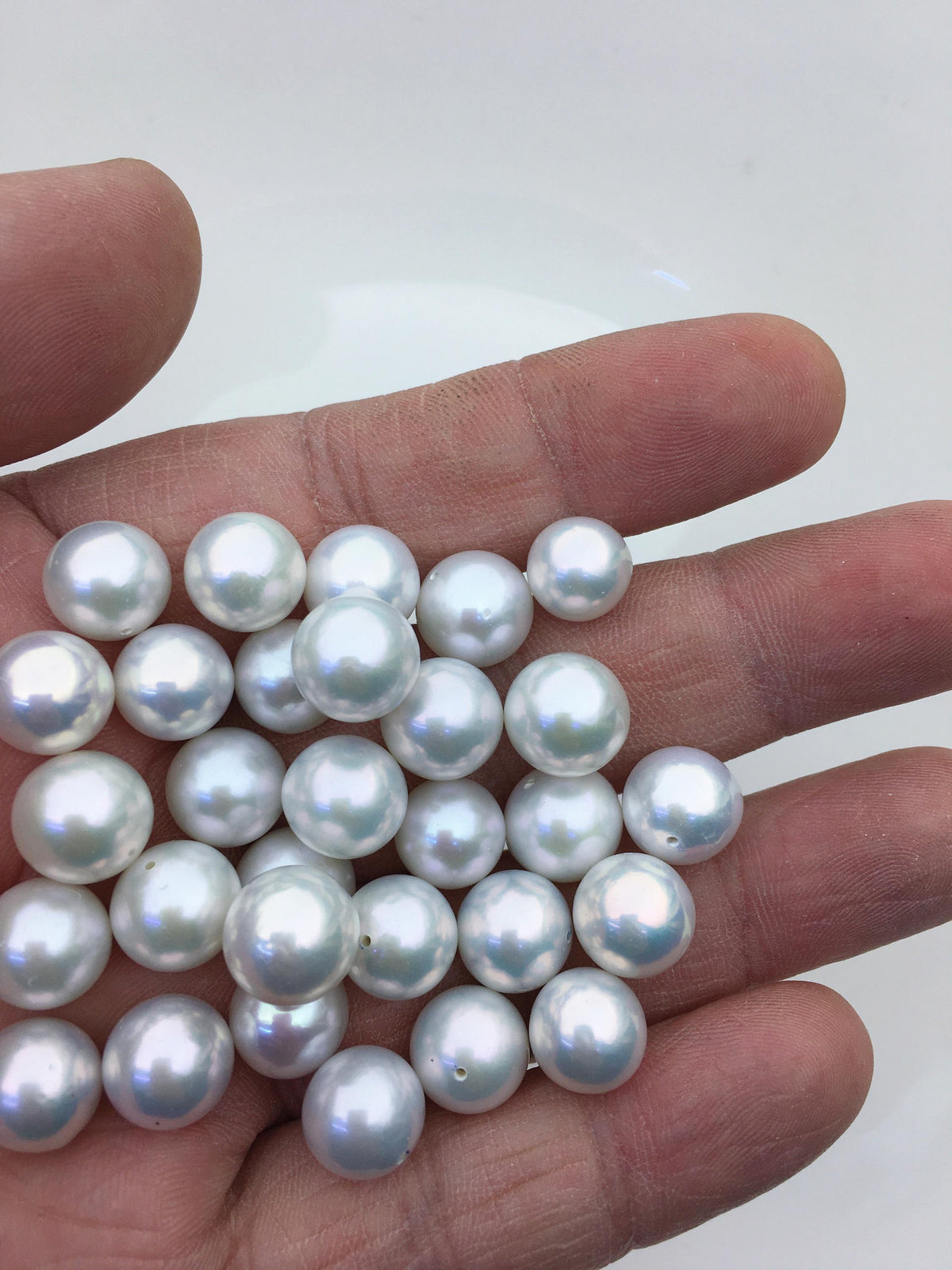 High Luster!10pcs AAA 10-11mm white round freshwater pearls,0.9mm half hole,RP10-3A-5
