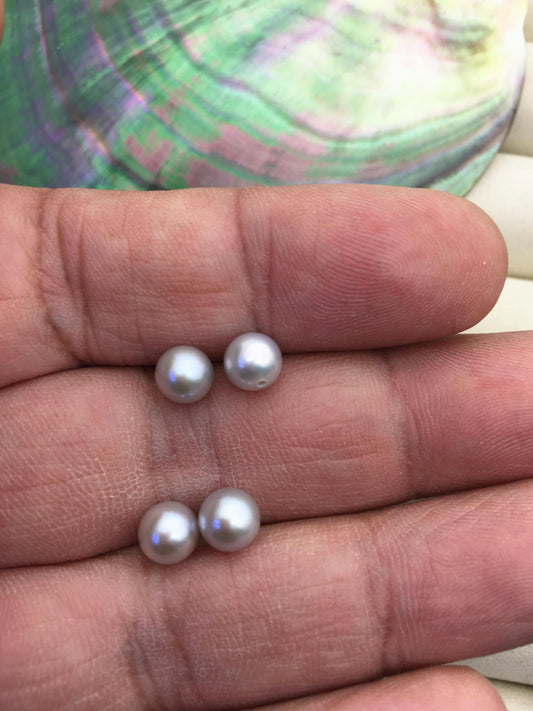2 pairs AAA 6-6.5mm gray round freshwater pearl pair, round loose pearl wholesale, for pearl earrings, for pearl ring, RP6-3A-8