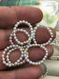2pcs Fashion AAA 3mm tiny white oval pearl 14k goldfilled gold ball elastic ring,R1-001