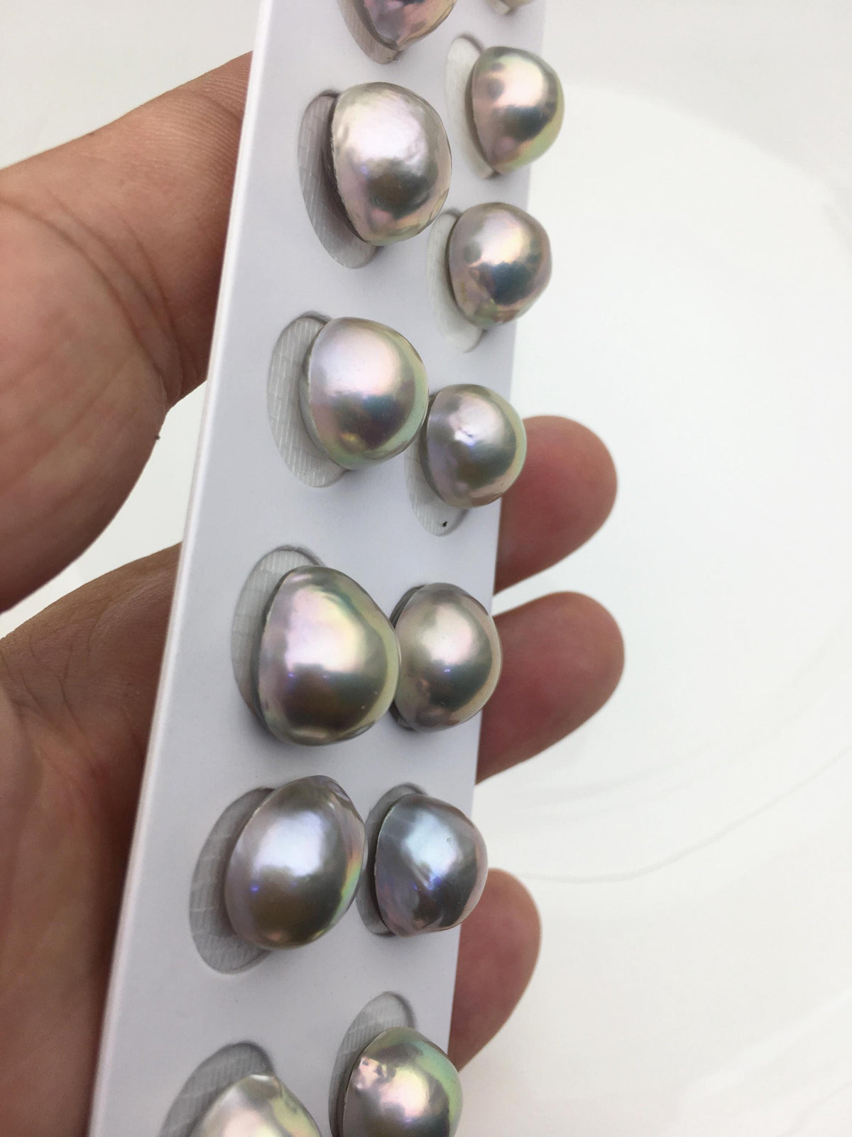7 pairs AAA 12-13mm Gray Freshwater Mabe Pearl Pair,no hole,Half Ball Button Round Shape,MB-T32