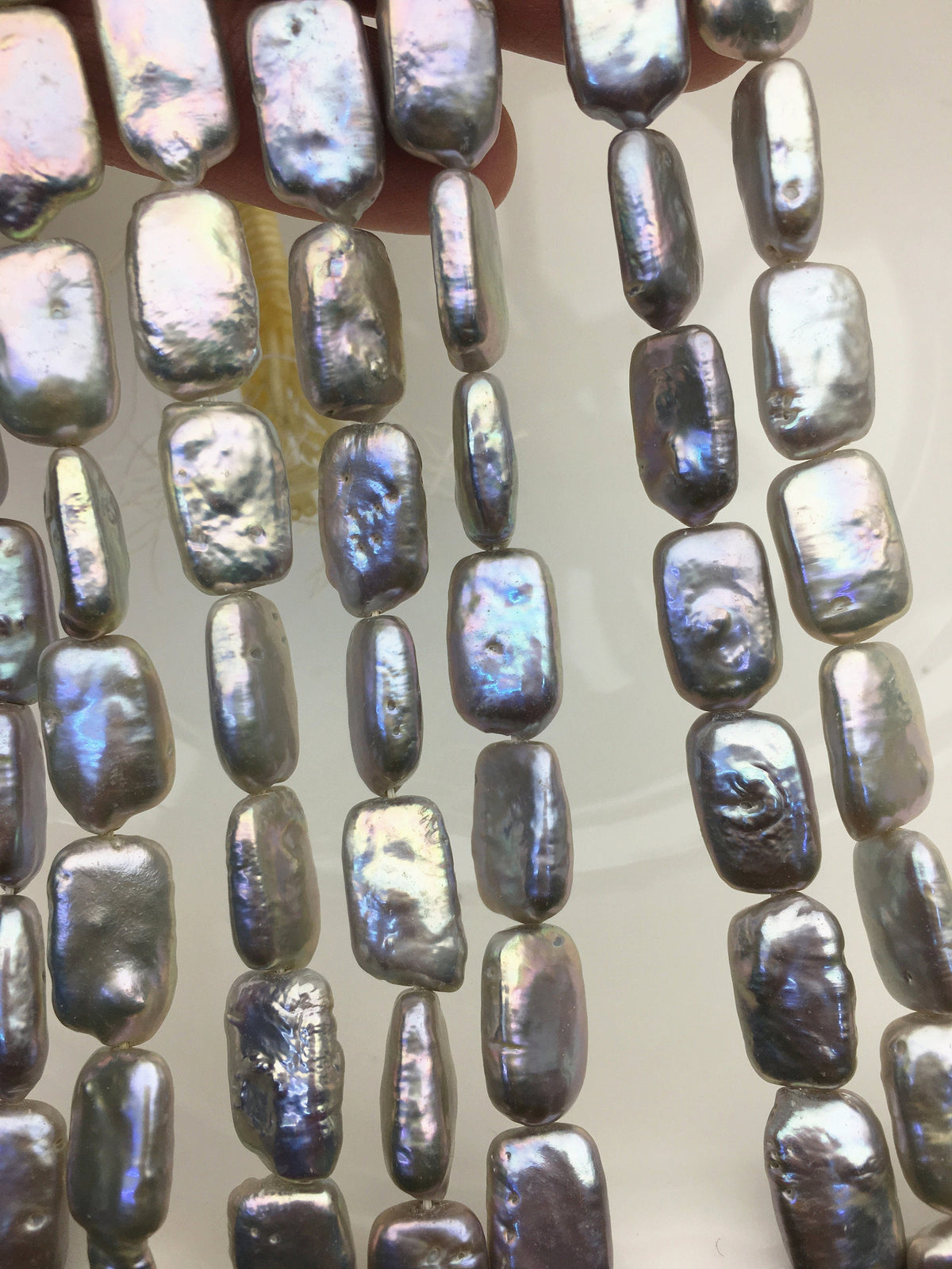 AA+ 9-11mm Gray Thick Rectangle Shape Freshwater Pearl,one full strand,wholesale Full Strand,ZS-103-17