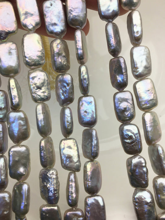 AA+ 9-11mm Gray Thick Rectangle Shape Freshwater Pearl,one full strand,wholesale Full Strand,ZS-103-17
