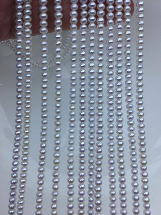 AAA 3.5-4mm tiny white button round freshwater pearls,nucleus pearl,Rondelle pearl Beads,SM3-T1