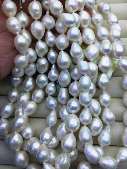 17.5'' AA+ 11-13mm white big baroque drop edison freshwater pearl necklace,NPN1-T30-8