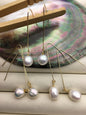 1 pair White 11mm big nugget freshwater pearl dangle earrings,wedding pearl earrings,SE3-131-1