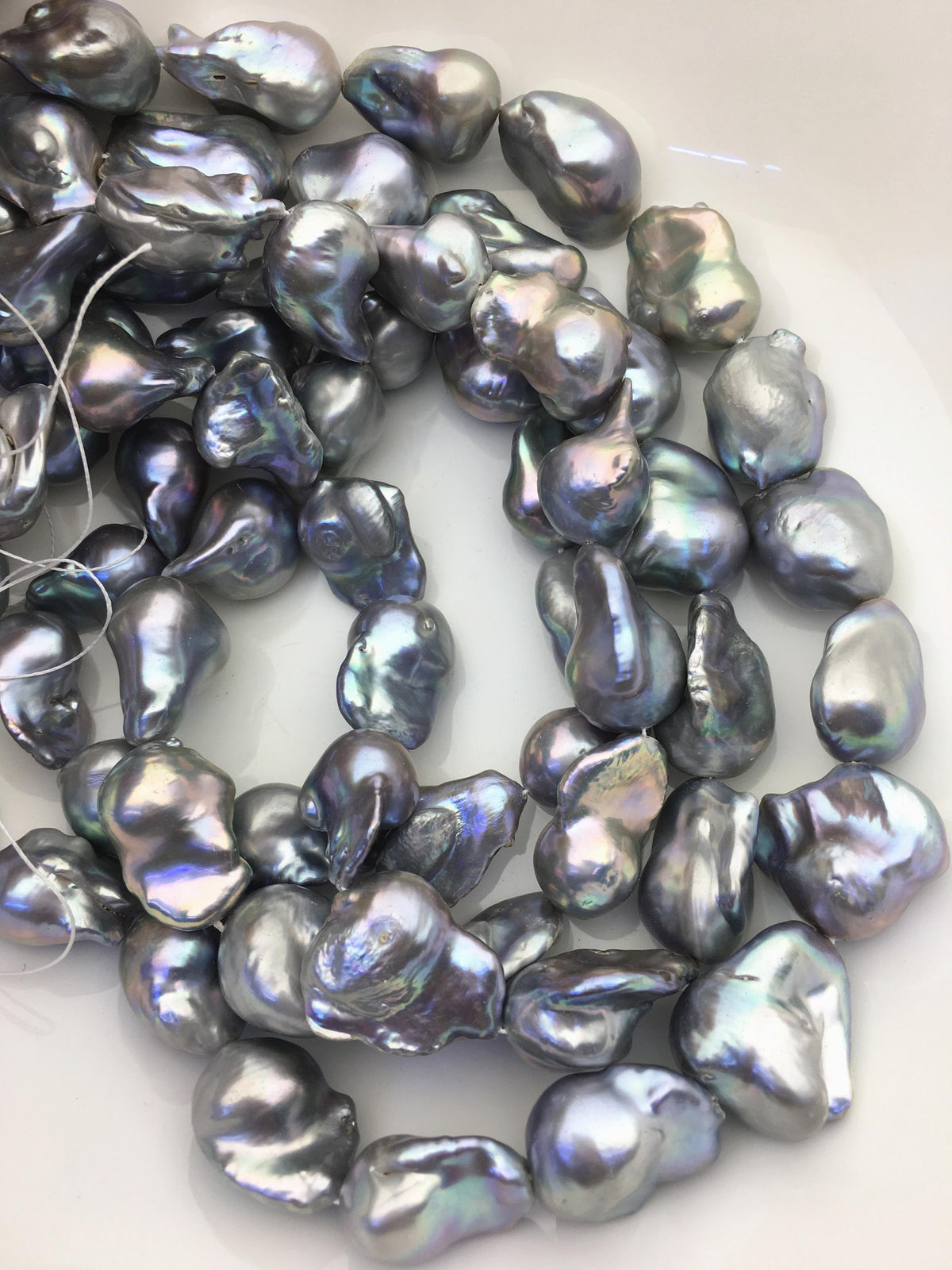 15.5'' AA+ 13-16mm Big Gray flame ball pearl,FL15-2A-5-11