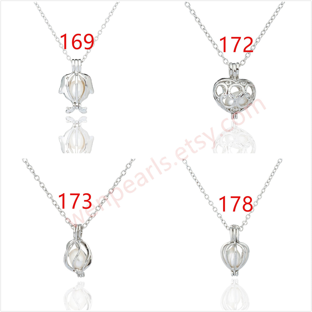 New 2PCS Cage Freshwater Pearl Pendant with Chain, Pearl Cage Pendant Necklace, Locket Cage pendants For Pearl Oysters With Pearls, AAL-001