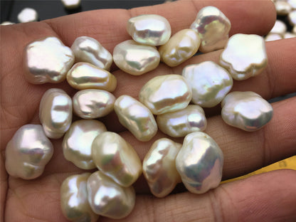 Rare!AAA 13-14mm Wite/Pink THICK Flower White Pearl, Freshwater pearl Butterfly, for your design, Cultured Pearls Maggie Designs, ZS-17-15
