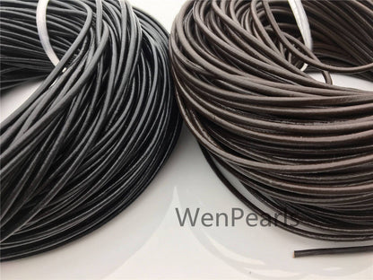 3mm Black/Coffer Round Leather Cord,Wholesale Jewelry Supplies,Distressed Matte Finish,LC3-204