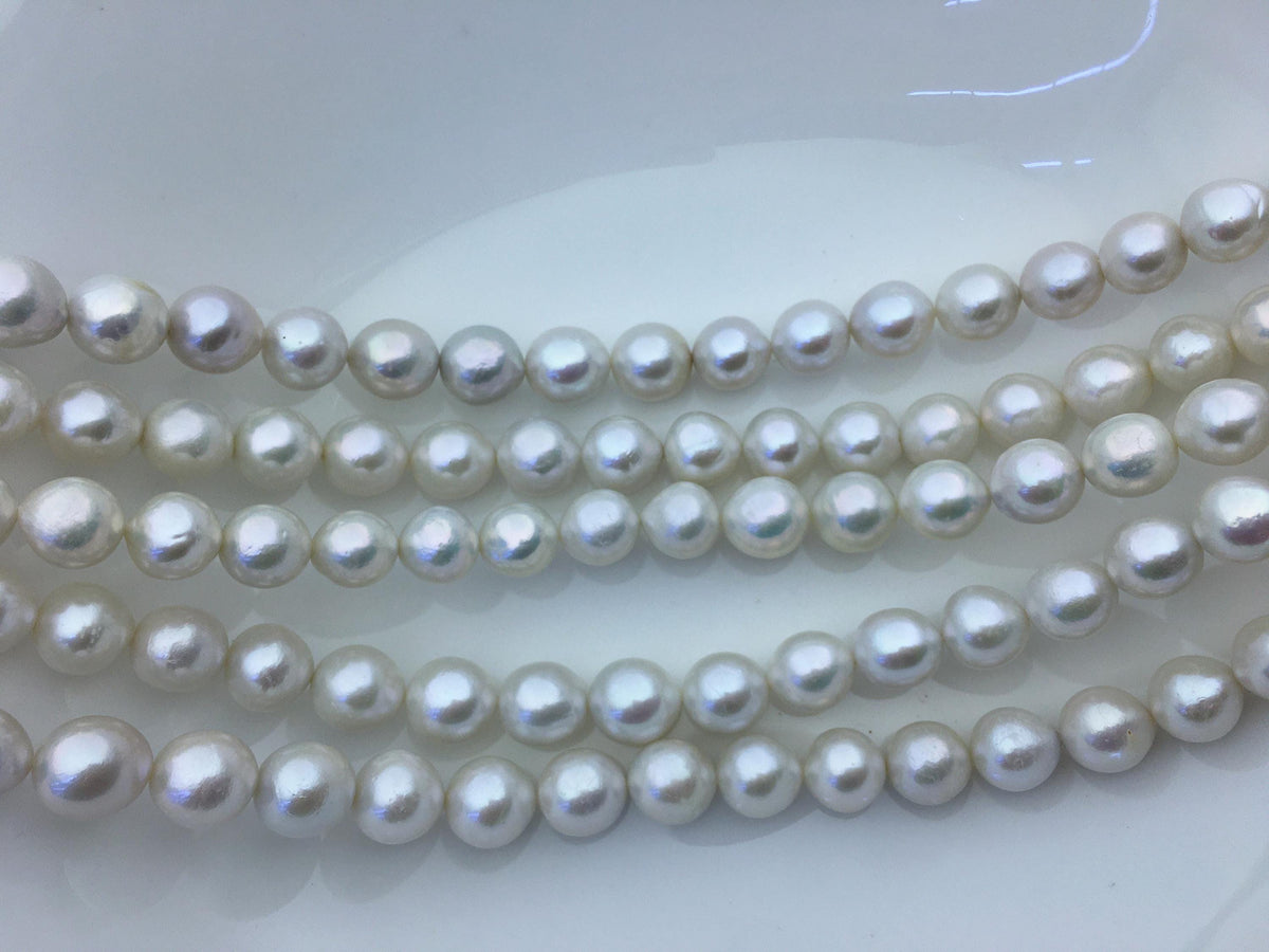 AA+ 11–13mm White Oval Near-Round Freshwater Pearl Beads | RP12-2A-6