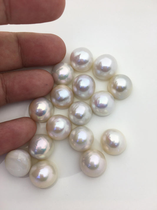 16pcs AAA 14-15mm white Baroque Mabe Freshwater Pearls,no hole,MB-T21