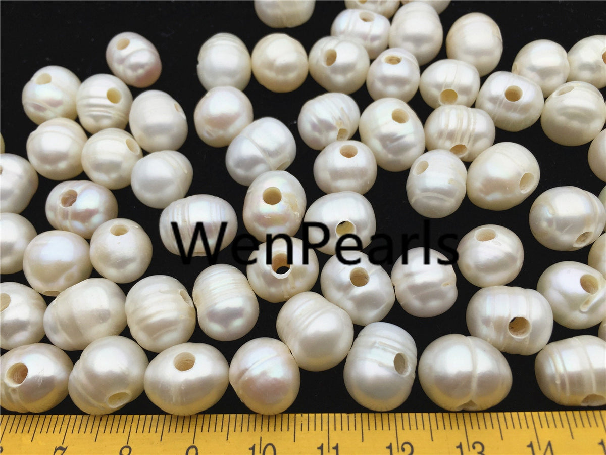 30pcs AA 11-12mm white potato pearls, 3mm large hole, direct my pearl farm, pearl bead SALE, large hole pearls, 30pcs, CR11-A-1