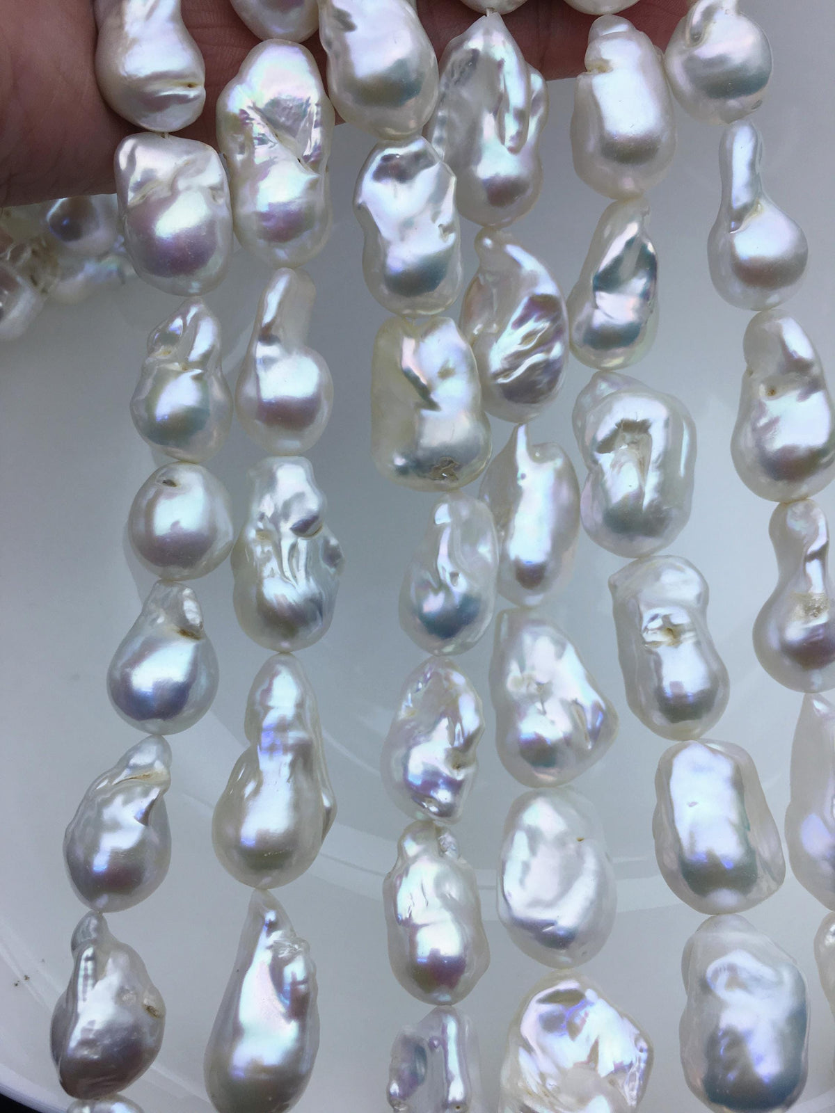 15.5'' AA 12-15mm white flame ball pearl,FL15-2A-5-6