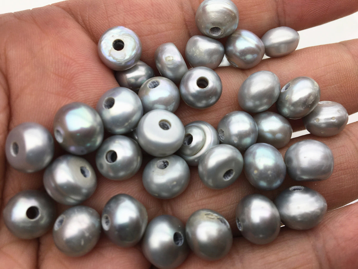 30pcs AA+ 10-11mm gray button Round freshwater pearls, 2.2mm large hole, Rondelle pearl Beads, loose freshwater pearl, SM10-2A-22