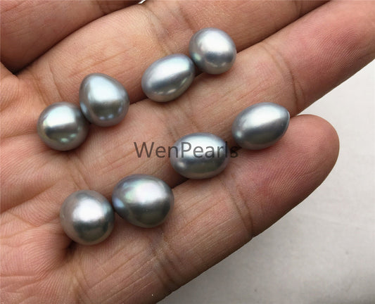 AAA 8mm gray rice freshwater pearls pair, teradrop pearl earrings, tear drop pearl earrings, dangle pearl earrings, LR8-3A-20