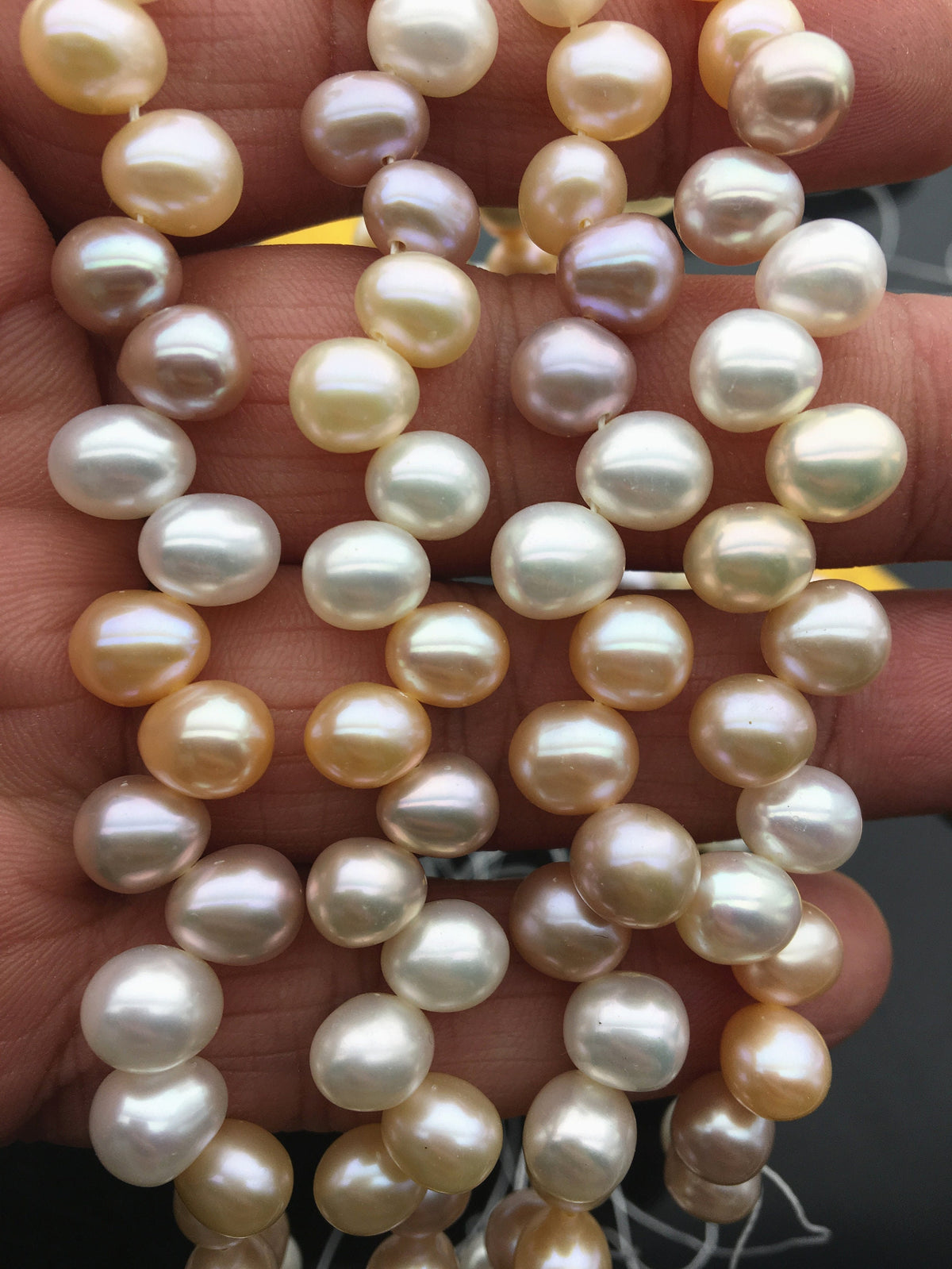 6.5'' AAA 7mm*8-9mm misc color rice pearls, White pink Purple Cultured oval freshwater pearls beads, teardrop loose pearl beads, LR7-3A-82