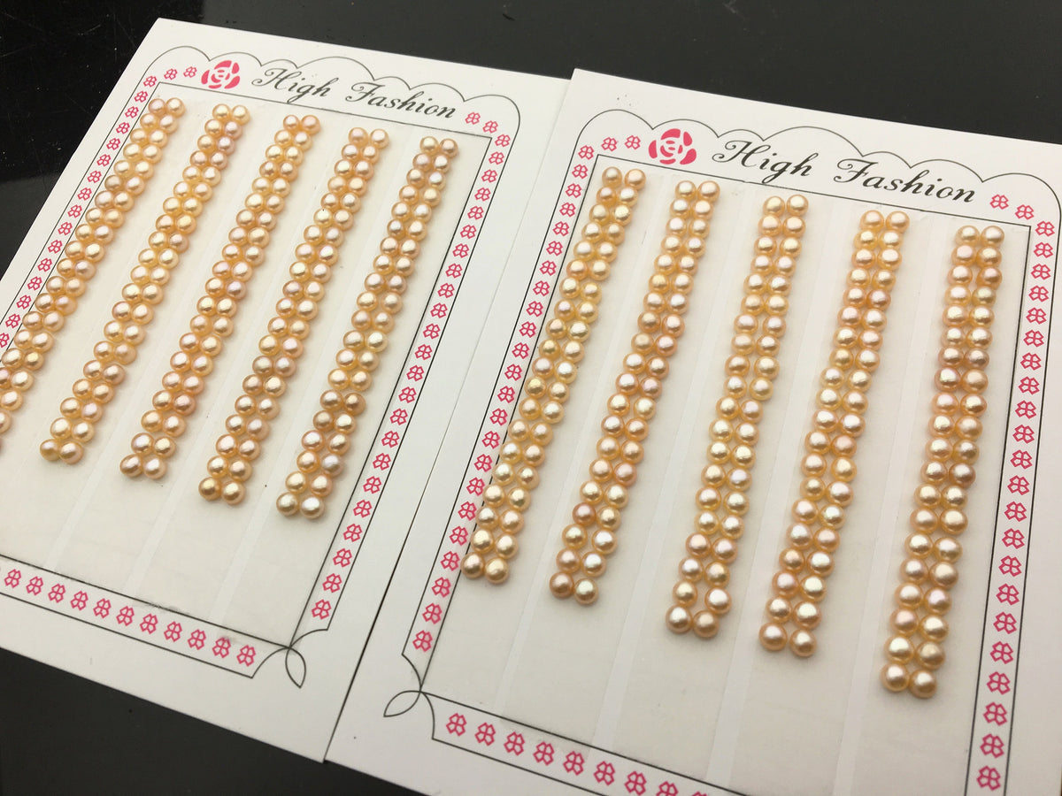 AAA 3-3.5mm Pink Seed Button freshwater Pearls, 3A, peach color pearl stud earrings pearl, real pearl earring material, half drilled, BTN3-4A-6