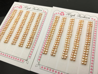 AAA 3-3.5mm Pink Seed Button freshwater Pearls, 3A, peach color pearl stud earrings pearl, real pearl earring material, half drilled, BTN3-4A-6