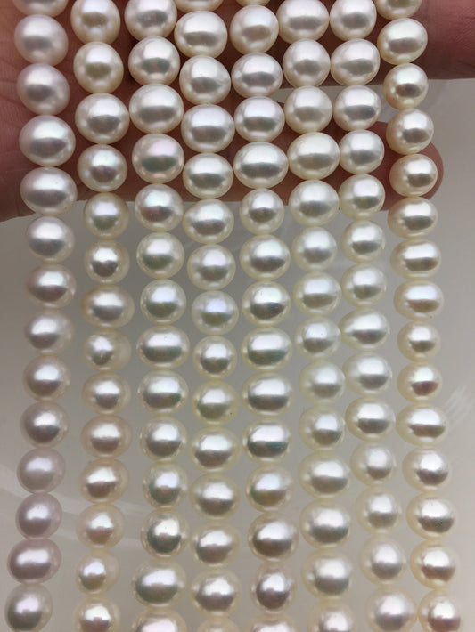 AAA 6.4-7.3mm white potato pearls,white pearl bead strings,Valentine's Day gift,for pearl necklace,CR7-3A-2