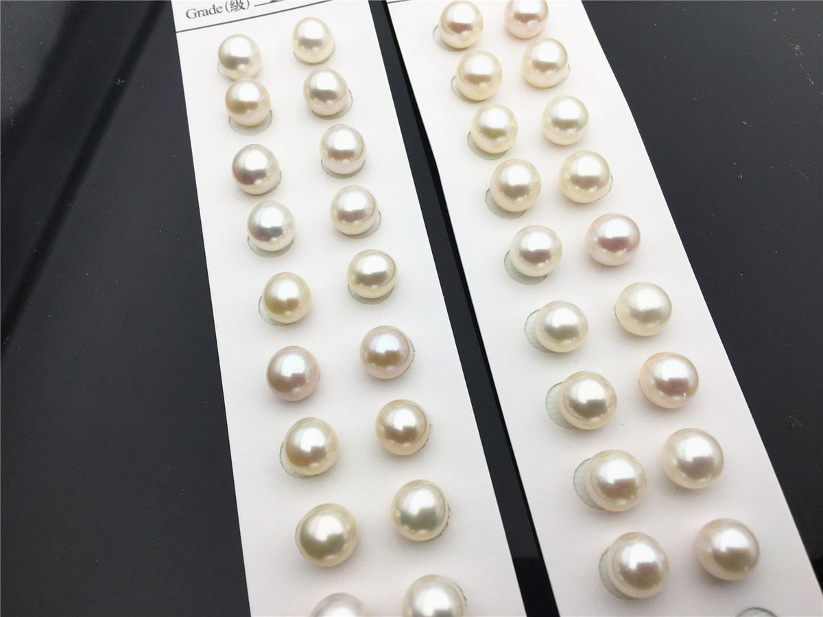 AAA 7.5-8mm/8-8.5mm white round freshwater pearls pair, for pearl earrings, for pearl ring, rp8-3ay-gj-1