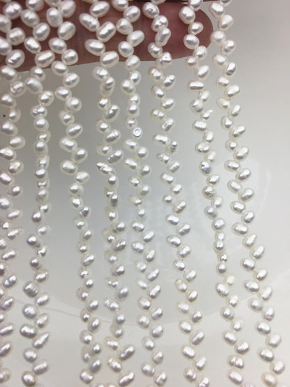 AA+ 4-4.5mm white rice pearls, full strand, oval loose pearl beads, diy pearl, genuine pearl, Cultured pearl, diy pearl beads, LR4-T4