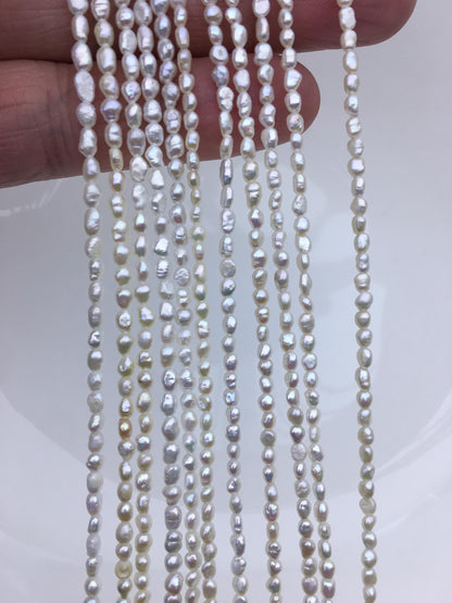 AA 2.5-3mm white nugget seed pearls,irregular nugget freshwater pearl strand,cheap price,pearl factory china,LM2-T3