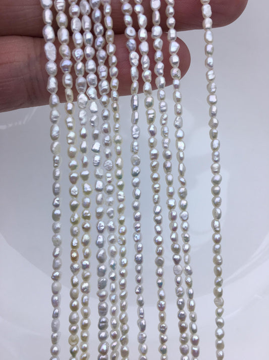 AA 2.5-3mm white nugget seed pearls,irregular nugget freshwater pearl strand,cheap price,pearl factory china,LM2-T3