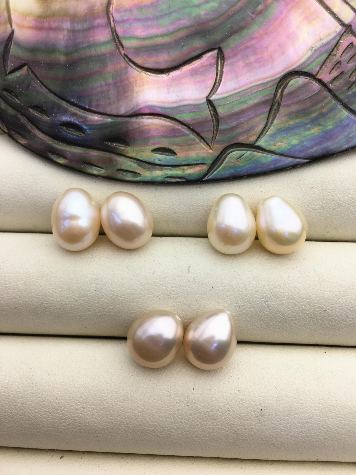 2 pairs AAA 10mm Pink Nugget baroque loose pearl pairs for dangle earrings - 0.9mm top half hole - ZS-103-37-60
