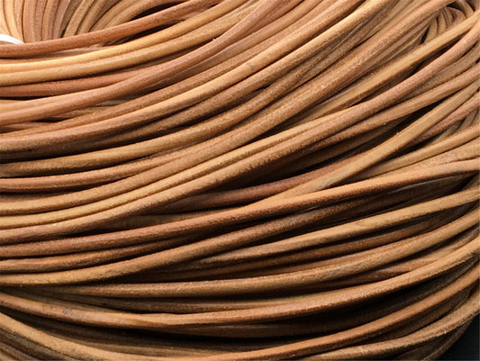 5 yards 4mm Tan Color Round Leather Cord,Wholesale Jewelry Supplies,Distressed Matte Finish,LC4-017