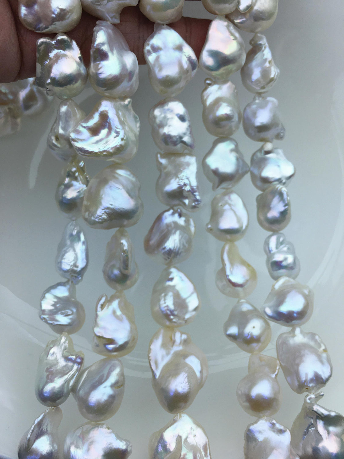 15.5'' AAA 13-17mm white flame ball pearl,FL15-3A-7-43