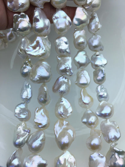 15.5'' AAA 13-17mm white flame ball pearl,FL15-3A-7-43