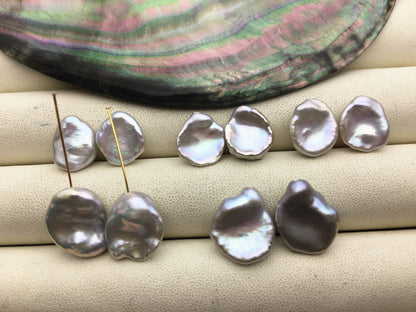 1 pair AAA 10-18mm gray long keshi pearls Pair, for make dangle earrings, baroque pearl, loose pearl beads, very high luster, ZS-127-62-14