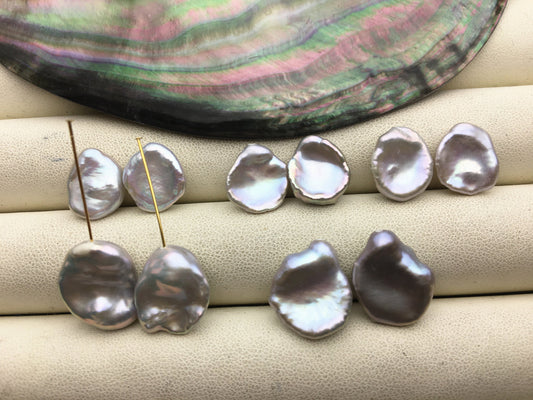 1 pair AAA 10-18mm gray long keshi pearls Pair, for make dangle earrings, baroque pearl, loose pearl beads, very high luster, ZS-127-62-14