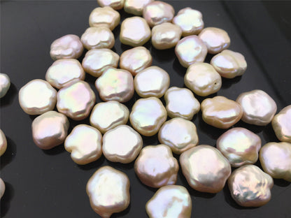 Rare!AAA 13-14mm Wite/Pink THICK Flower White Pearl, Freshwater pearl Butterfly, for your design, Cultured Pearls Maggie Designs, ZS-17-15